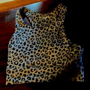 Leopard gray sports bra